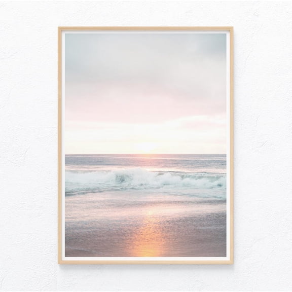 Sunset Ocean Pastel Beach Photography Calm Wave Stylish Decorative Design Statement Wall Decor