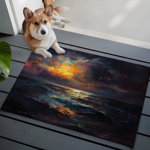 Sunset Ocean Small Area Rugs 2x3 Modern Dramatic Colored Clouds Sea Entryway Rugs Washable Door Mat, Low-Profile Area Rugs Non Slip Floor Carpet for Living Room Bedroom Home Office