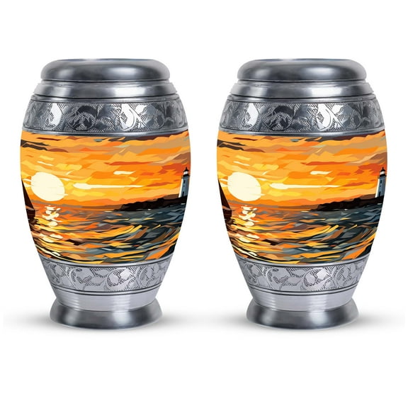 Sunset Ocean ViewUrns For Human Ashes, Keepsake Urns For Ashes, Urn For Ashes Adult Male, Funeral Urns For Adult Ashes Women, Decorative Urns For Mom Ash, Miniature Urns For Human Ashes 3inch, 2PCS