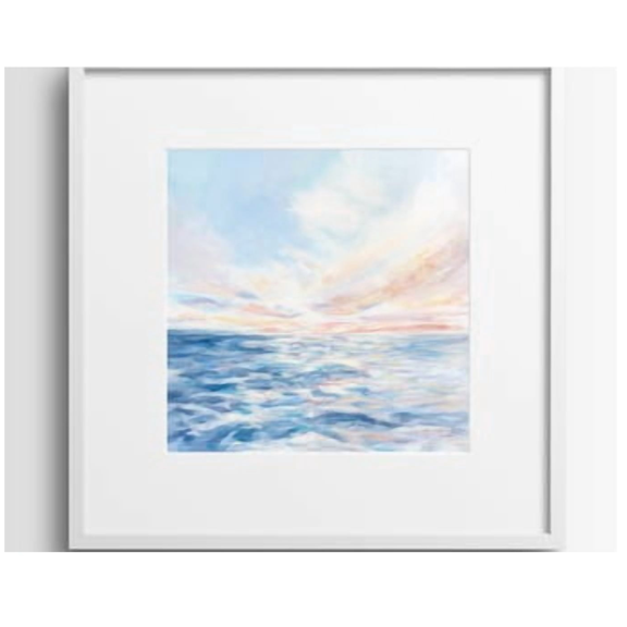 Sunset Ocean Wall Art Soft Coastal Fine Poster Pastel Sky Seascape For Calm Interiors Based Off Original Art By Kendra Castillo