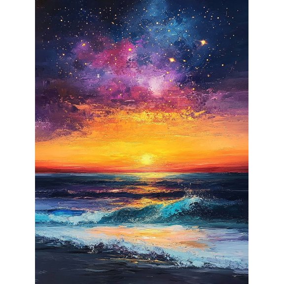 Sunset Ocean Wave Canvas PaintingSuitable for Living RoomBathroomOfficeHotel Decoration