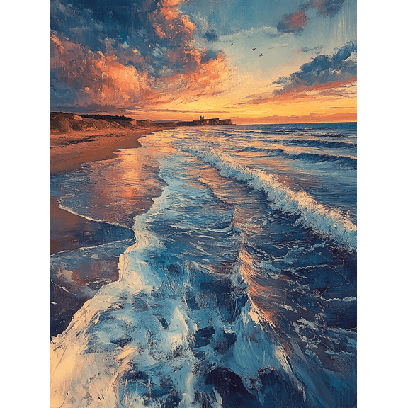 Sunset Ocean Wave Canvas PaintingSuitable for Living RoomBedroomBathroomHotel Decoration