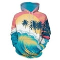 thumbnail image 1 of Sunset Ocean Waves Men's Women Vintage 3D Hooded Sweatshirt - All-Season Loose Fit Streetwear, 1 of 6
