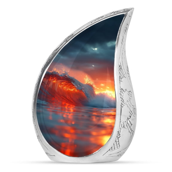 Sunset Ocean Waves Small Funeral Urn For Ashes For Women - Keepsake Burial Adult Man Ashes - Mini Urns For Human Ashes - 3 Inch 1 Pcs