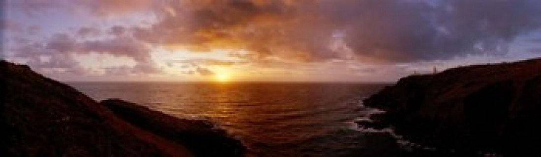 Sunset Ocean-scape England Canvas Art - Panoramic Images (42 x 12)