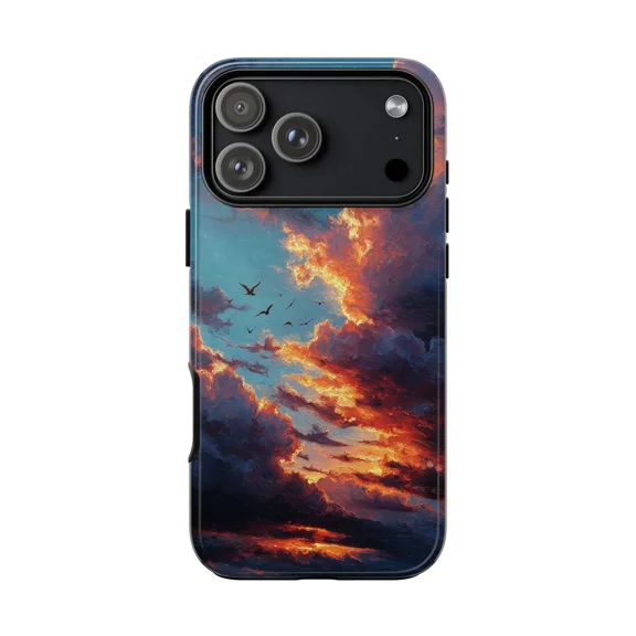 Sunset Oil Painting Clouds Scene Phone Case for iPhone 17 to 11 Pro Max
