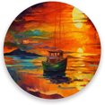 thumbnail image 1 of Sunset Oil Painting Coaster, Drinks Round Absorbent Stone Set with Ceramic Stone and Cork Base, Tabletop Protection Mats and Cups Place for 2PCS Home Decor, 1 of 6