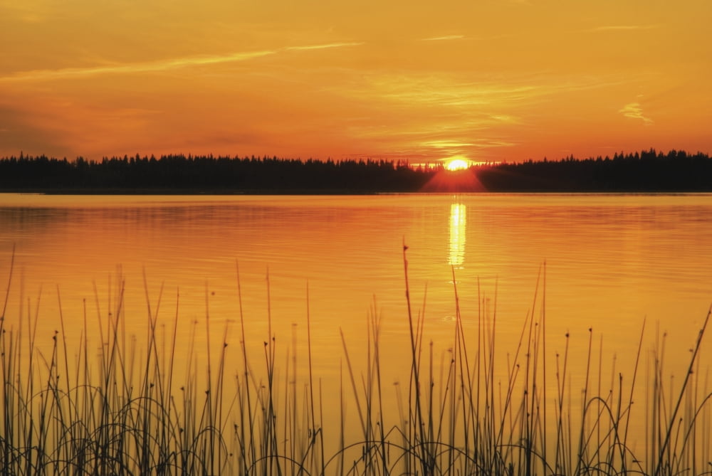 Sunset On Anglin Lake In Prince Albert National Park Saskatchewan Canada Canvas Art - Philippe Widling Design Pics (18 x 12)