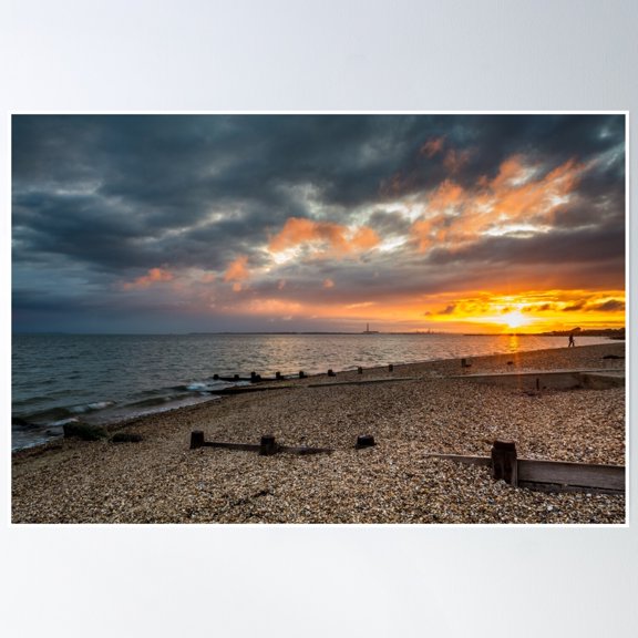 Sunset On Hill Head Beach Poster Wall Art, Modern Wall Decor, 8x12 UNFRAMED