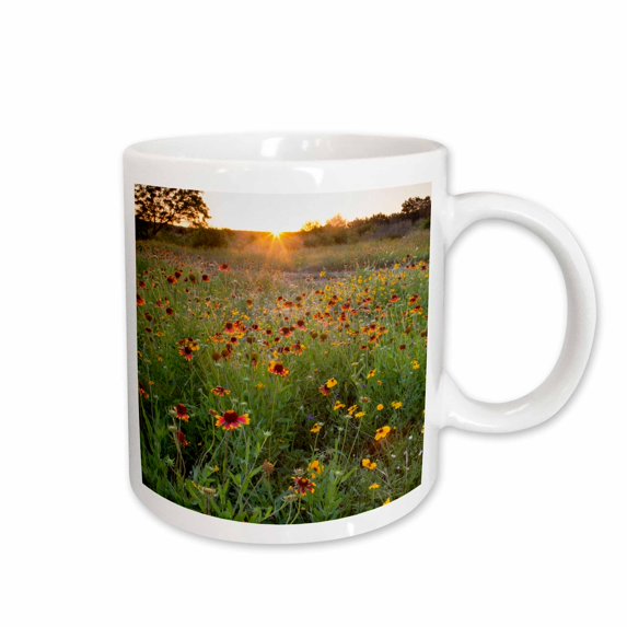 3drose, Sunset on Texas Wildflowers, 15oz Mug
