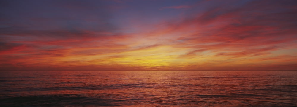 Sunset Over A Sea Gulf Of Mexico Venice Beach Venice Florida USA Canvas Art - Panoramic Images (27 x 9)