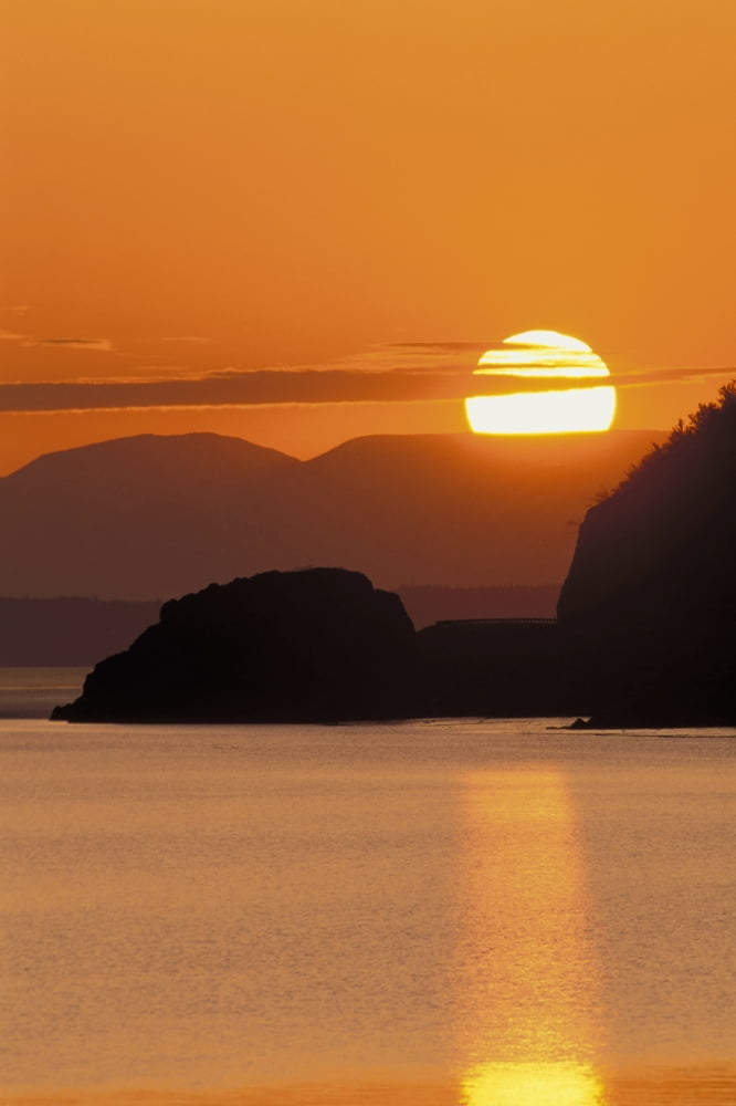 Sunset Over Ak Range & Cook Inlet Turnagain Arm Sc Ak Summer Canvas Art - Cliff Riedinger Design Pics (12 x 19)