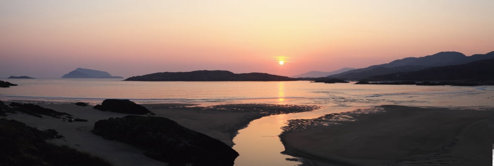 Sunset Over Beach Derrynane Beach County Kerry Ireland Canvas Art - Peter Zoeller Design Pics (37 x 12)