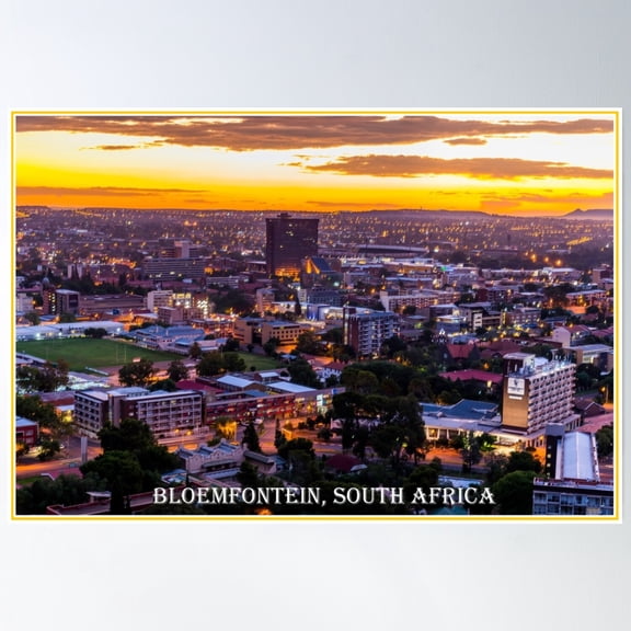 Sunset Over Bloemfontein, Free State, South Africa. Poster Wall Art, Modern Wall Decor, 16x24 UNFRAMED