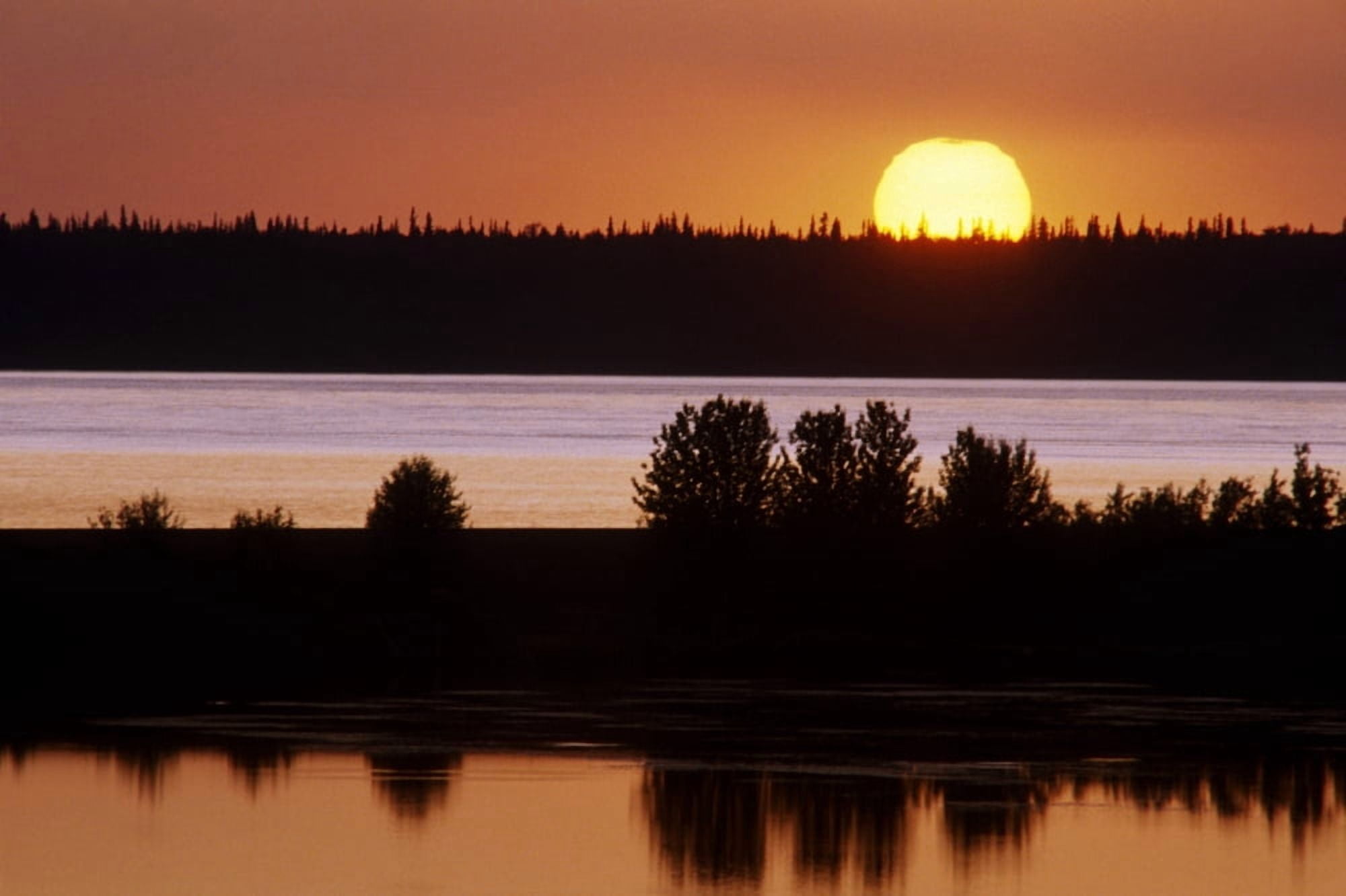 Sunset Over Cook Inlet Southcentral Alaska Summer Canvas Art - Danny Daniels Design Pics (34 x 22)