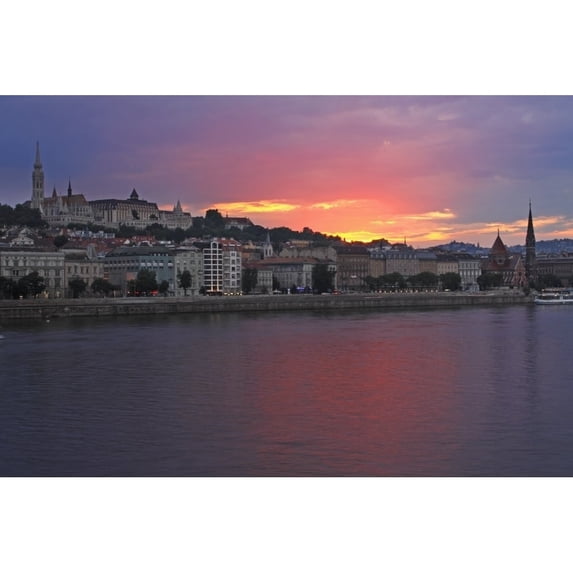 Sunset Over Danube River; Budapest Hungary Poster Print