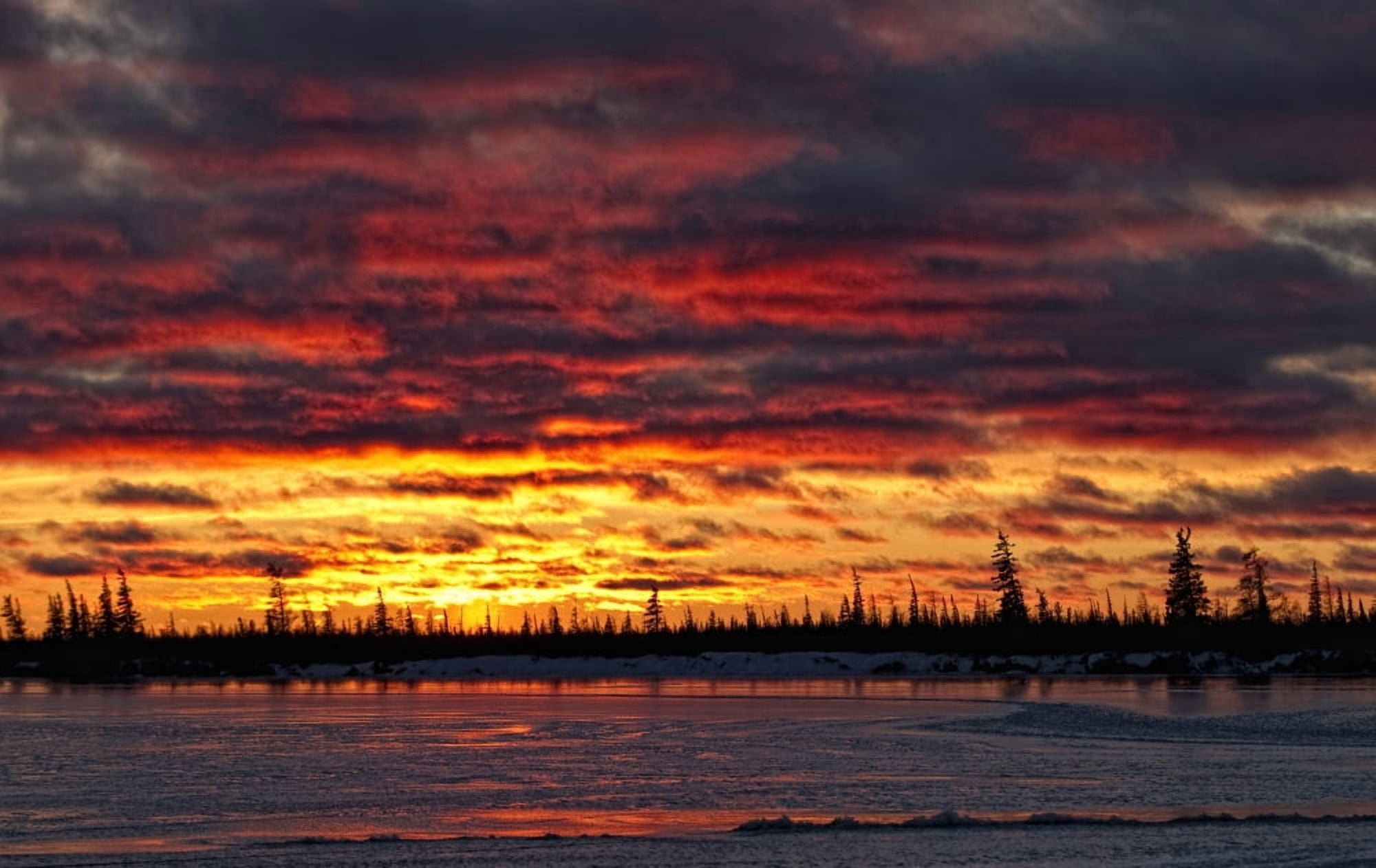Sunset Over Dymond Lake Manitoba Near Churchill Canvas Art - Robert Postma Design Pics (34 x 22)