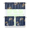 thumbnail image 1 of Sunset Over Island Kitchen Curtains 3PCS Set, 27.5x24 Inch Polyester Panels with Sailboats and Ocean View for Tropical Kitchen, 1 of 6