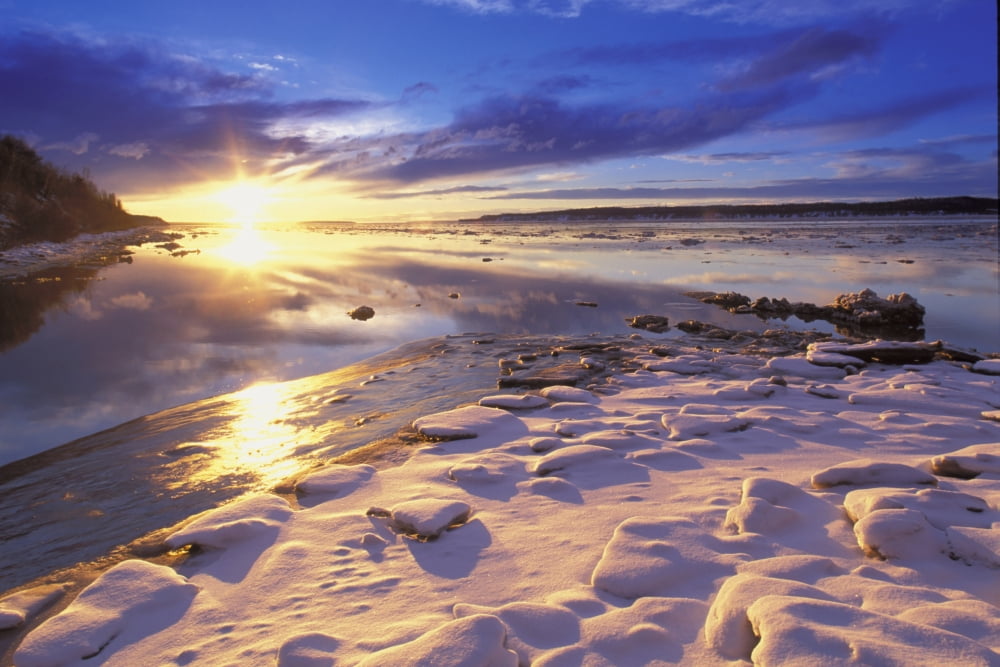 Sunset Over Knik Arm & Six Mile Creek Winter Sc Ak Canvas Art - Michael DeYoung Design Pics (19 x 12)