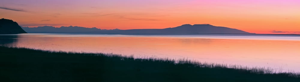 Sunset Over Mount Susitna Sleeping Lady Across Knik Arm Southcentral Alaska Summer Canvas Art - Kevin Smith Design Pics (36 x 11)