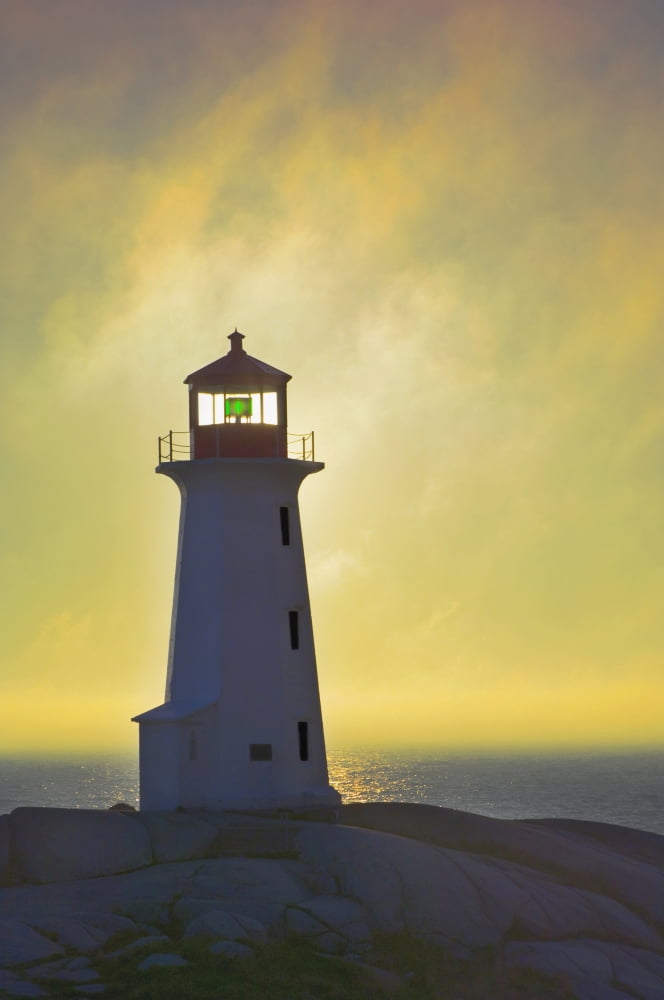 Sunset Over Peggys Cove Lighthouse Canvas Art - Thomas Kitchin & Victoria Hurst Design Pics (11 x 17)