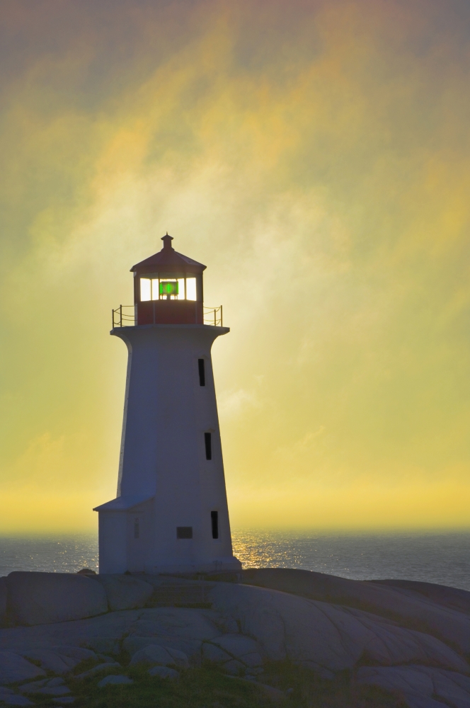 Sunset Over Peggys Cove Lighthouse Canvas Art - Thomas Kitchin & Victoria Hurst Design Pics (22 x 34)