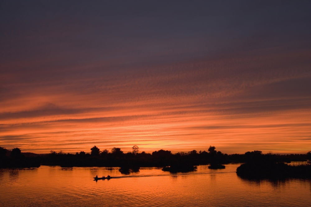 Sunset Over River Canvas Art - Toby Adamson Design Pics (19 x 12)