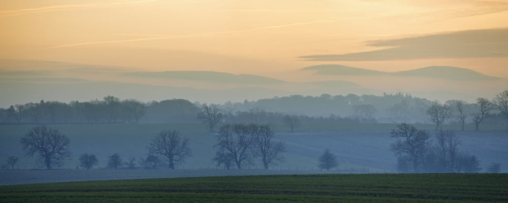 Sunset Over The Hills Northumberland England Canvas Art - John Short Design Pics (44 x 18)
