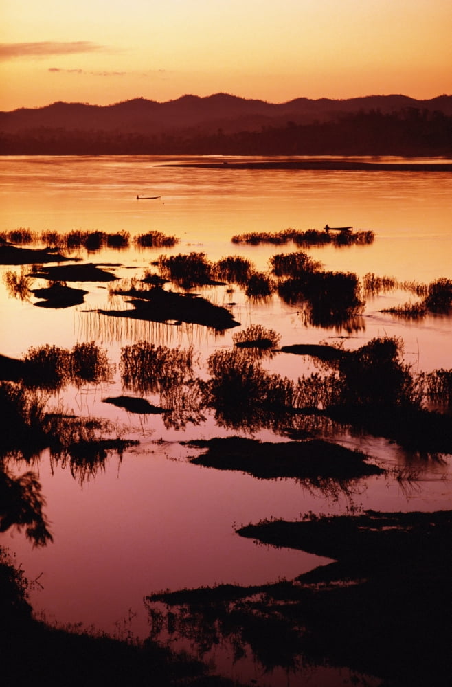 Sunset Over The Mekong River Canvas Art - Jim Holmes Design Pics (24 x 38)