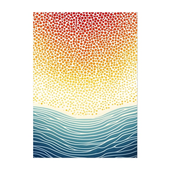 Sunset Over The Ocean - Photography Abstract Geometric Waves Sunset Pattern Minimalist Modern Art Unframed Wall Art Print 20 x 30 inches