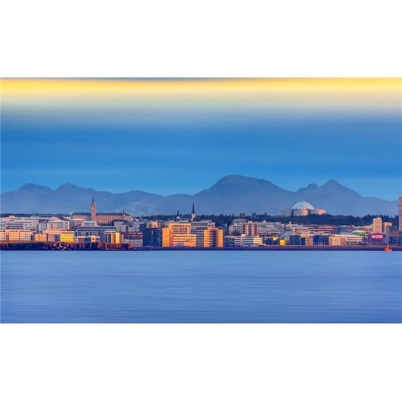 Sunset Over The Reykjavik Skyline Iceland Poster Print - 20 x 12