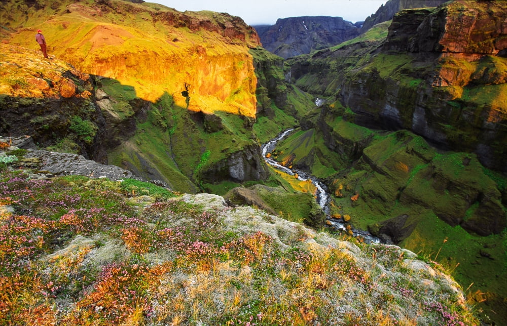 Sunset Over Valleys Of The Thorsmark Region Southern Iceland Canvas Art - Robert Postma Design Pics (36 x 24)