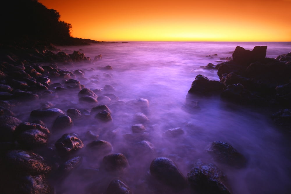 Sunset Over Water Hawaii Usa Canvas Art - Don Hammond Design Pics (34 x 22)