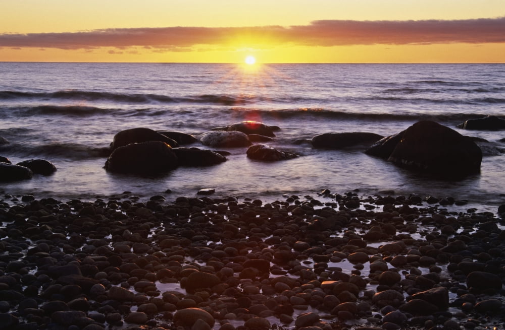 Sunset Over Water Newfoundland Canada Canvas Art - Bilderbuch Design Pics (34 x 22)