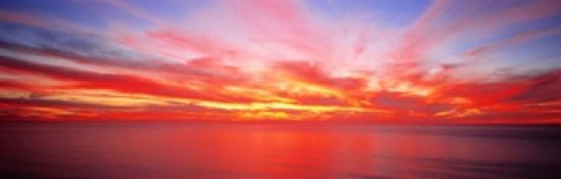 Sunset Pacific Ocean California USA Canvas Art - Panoramic Images (18 x 6)