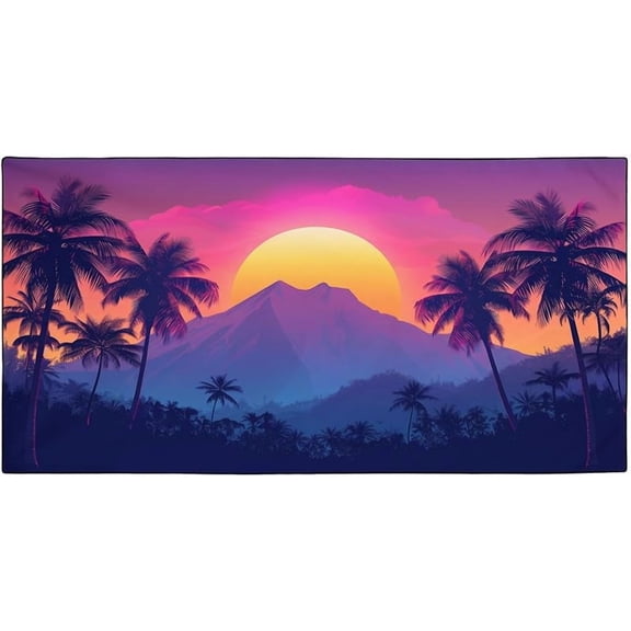 Sunset Palm Leaves Beach Towel Oversized Quick Dry Towels Pool Accessories Cruise Essentials Vacation Gifts Summer Must Have for Swimming Camping Travel