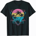 thumbnail image 1 of Sunset Palm Tree Cool Summer Vacation Style Vaporwave T-Shirt, 1 of 5