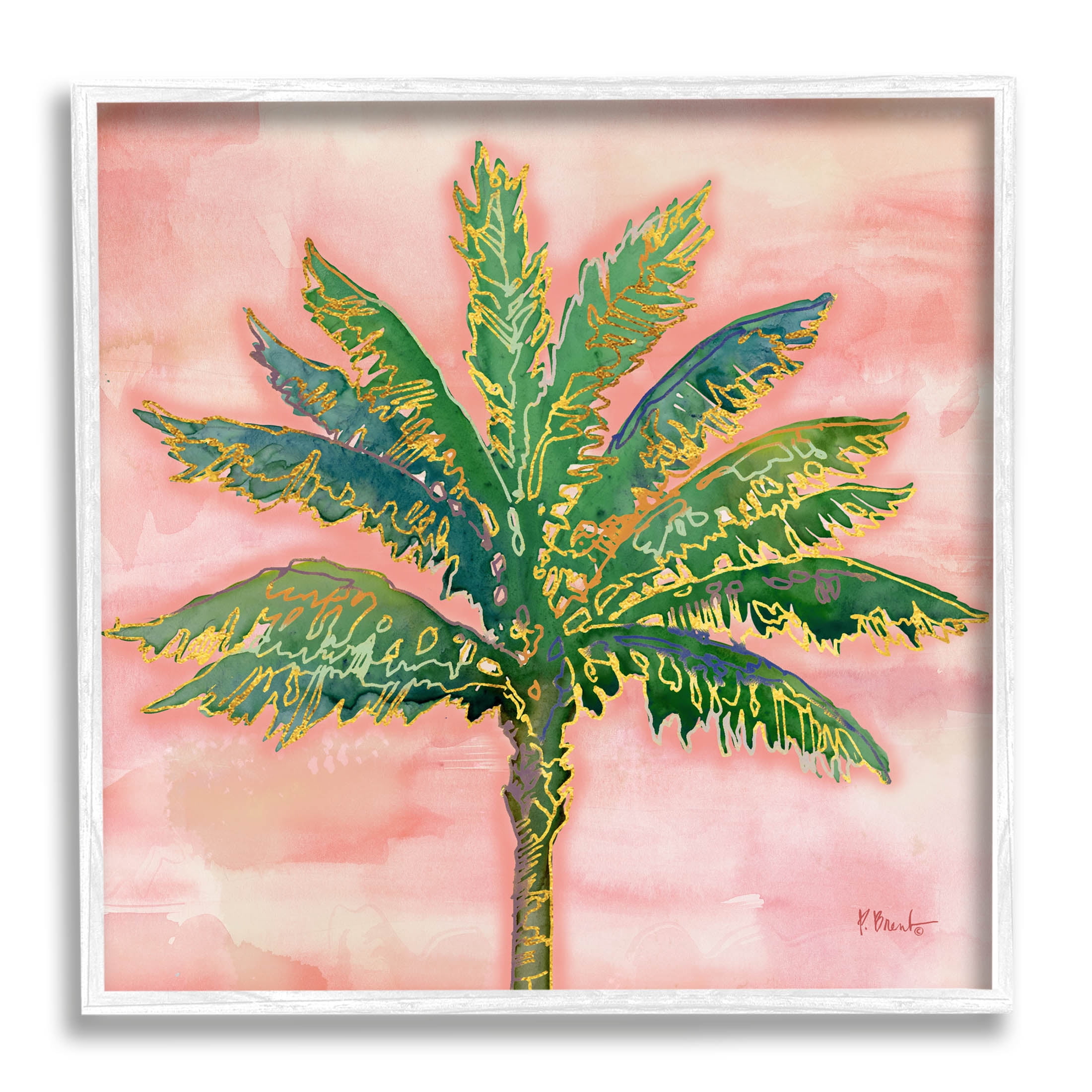 Sunset Palm Tree Glam Detail Botanical & Floral Graphic Art White Framed Art Print Wall Art