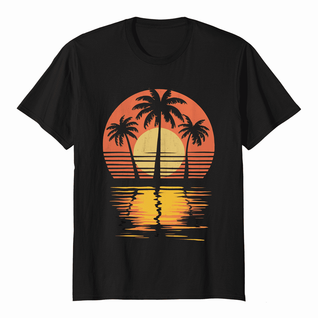 Sunset Palm Trees Retro 80s Aesthetic 90s Art Vaporwave T-Shirt ...