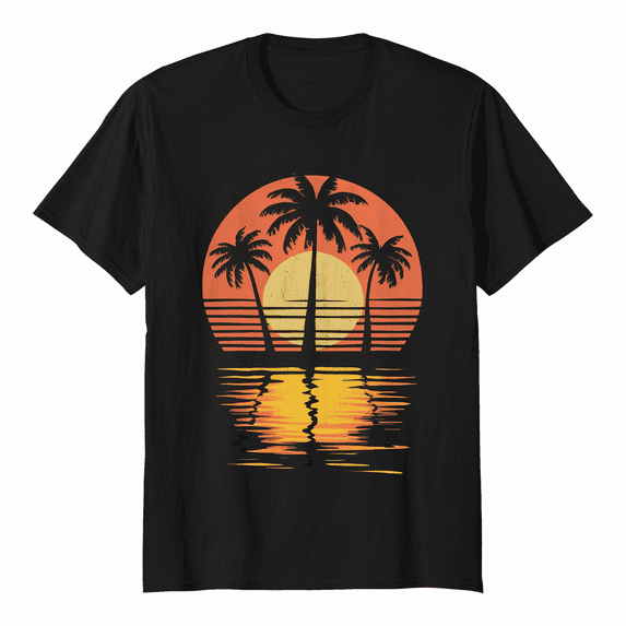 Sunset Palm Trees Retro 80s Aesthetic 90s Art Vaporwave T-Shirt