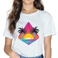 thumbnail image 1 of Sunset Palm Trees Synthwave Vaporwave Aesthetic Women T-Shirt, 1 of 3