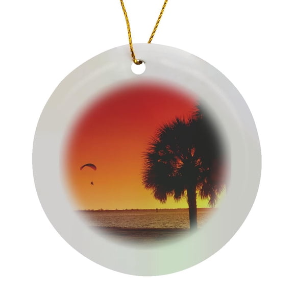 3drose, Sunset Parasailing, Circle Porcelain Ornament