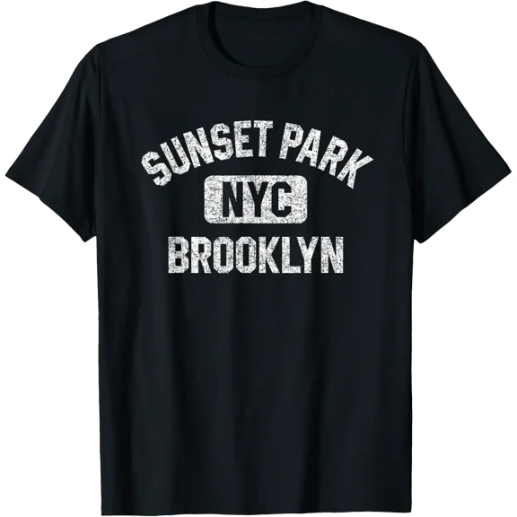 Sunset Park Brooklyn Nyc Gym Style Distressed White Print T-Shirt Size S-5XL