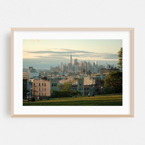 Sunset Park Views, Brooklyn 03 - Brooklyn New York Photography Cityscape Skyline Architecture Scenic Street Photography Oak Framed Wall Art Print 5 x 7 inches