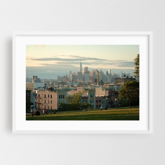 Sunset Park Views, Brooklyn 03 - Brooklyn New York Photography Cityscape Skyline Architecture Scenic Street Photography White Framed Wall Art Print 5 x 7 inches