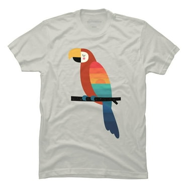 Sunset Parrot Mens Silver Cream Graphic Tee - Design By Humans  3XL