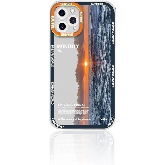 Sunset Phone Case for iPhone 13 Pro Max，Snow Mountain Highway Phone Case ，Lens Protection Soft TPU Cute Cool Ultra-Thin Protective Case iPhone 13 Pro Max for Women Girls