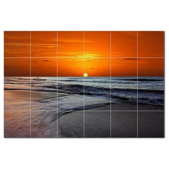 Sunset Photo Ceramic Tile Mural Kitchen Backsplash Bathroom Shower, 405893-M64