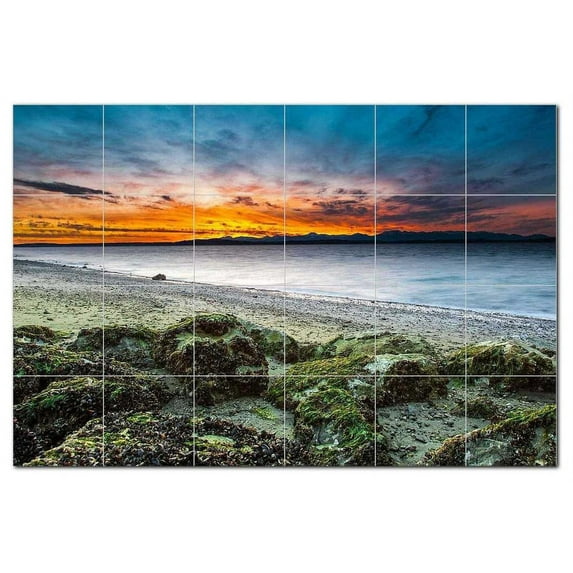 Sunset Photo Ceramic Tile Mural Kitchen Backsplash Bathroom Shower, 405912-XL64