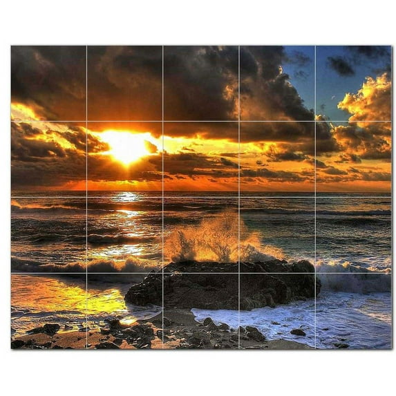 Sunset Photo Ceramic Tile Mural Kitchen Backsplash Bathroom Shower, 405913-M54